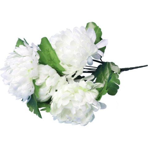 Bukiet 7 chryzantem z trawką 40 cm biały