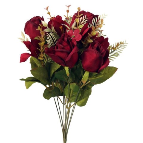 Bukiet Jesiennych Czerwonych Róż - 11 Sztuk, Wysokość 54 cm
