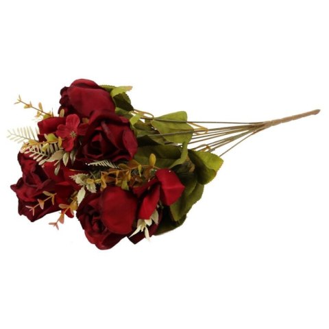 Bukiet Jesiennych Czerwonych Róż - 11 Sztuk, Wysokość 54 cm