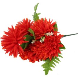 Bukiet Pomarańczowych Chryzantem z Liśćmi Paproci - Dekoracja Sztuczna Wysokiej Jakości, 56 cm