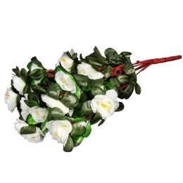 Bukiet Sztucznych Białych Róż z 5 Gałązek - Dekoracja Wyglądająca jak Żywe Kwiaty, Wysokość 42 cm