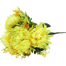 Bukiet Sztucznych Chryzantem z Bukszpanem w Kolorze Żółtym - Idealny na Wszystkich Świętych
