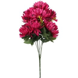 Bukiet z 7 Sztucznych Chryzantem i Gipsówką w Kolorze Bordowym - Dekoracja na Wszystkich Świętych, Wysokość 58 cm