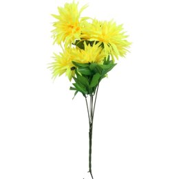 Bułiet Sztucznych Chryzantem w Kolorze Żółtym, 5 Sztuk, 58 cm