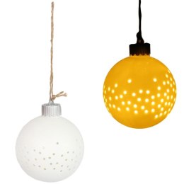 Ceramiczna Bombka Ażurowa LED Biała na Baterie 10 cm