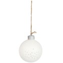 Ceramiczna Bombka Ażurowa LED Biała na Baterie 10 cm