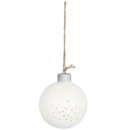 Ceramiczna Bombka Ażurowa LED Biała na Baterie 10 cm