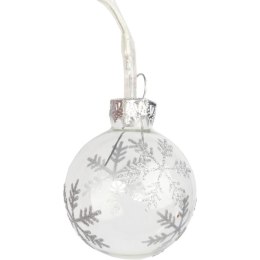 Czerwone, Szklane Bombki Świąteczne z Podświetleniem LED i Dekoracją Brokatową - 16 Sztuk