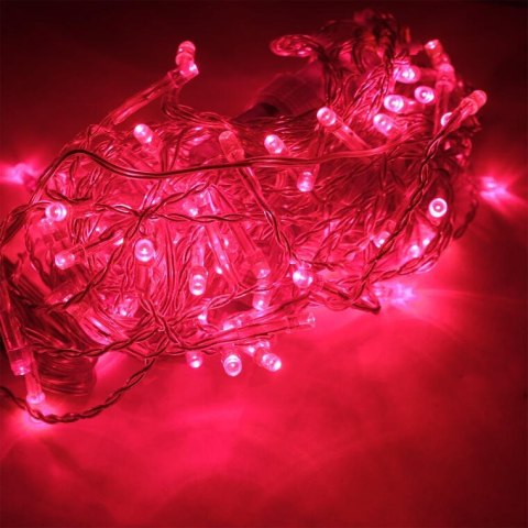 Dekoracja Świetlna na Zewnątrz 100 LED Sople Czerwone z Dodatkowym Gniazdem IP44