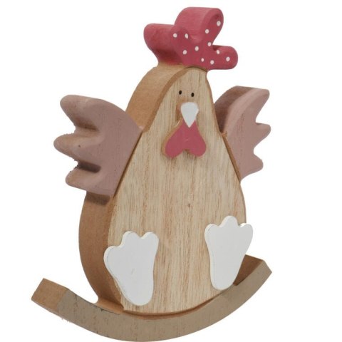 Dekoracyjna Drewniana Figurka Wielkanocnej Kury na Biegunie 15cm