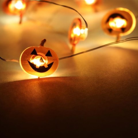 Dekoracyjne Lampki LED w Kształcie Dyni na Giętkim Druciku, Zasilane na Baterie