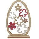Drewniana Figurka Wielkanocna - Wysokie Jajko Dekoracyjne 24cm na Podstawce z Ażurowym Dekorem