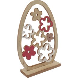 Drewniana Figurka Wielkanocna - Wysokie Jajko Dekoracyjne 24cm na Podstawce z Ażurowym Dekorem