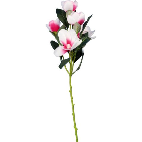 Gałązka Dekoracyjna z 5 Szlachetnymi Magnoliami w Jasnoróżowym Kolorze - 45 cm