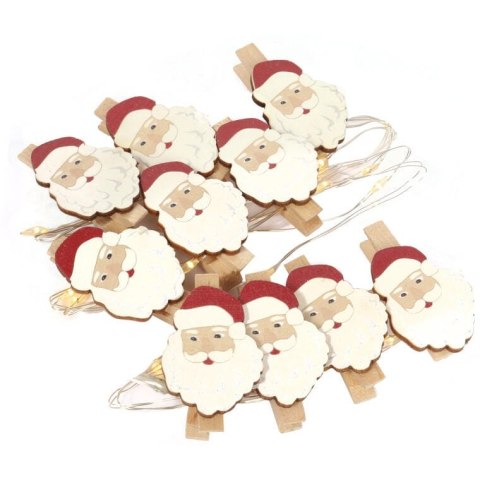 Girlanda Świąteczna z Klamerkami w Kształcie Mikołajów na Baterie z 20 LED