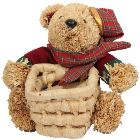 KOSZYK ŚWIĄTECZNY Z TROCINOWYM MISIEM 13 CM