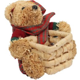 KOSZYK ŚWIĄTECZNY Z TROCINOWYM MISIEM 13 CM