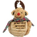 KOSZYK ŚWIĄTECZNY Z TROCINOWYM RENIFEREM 13 CM