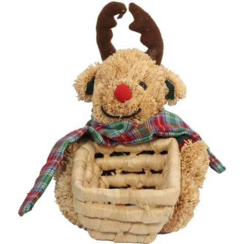 KOSZYK ŚWIĄTECZNY Z TROCINOWYM RENIFEREM 13 CM