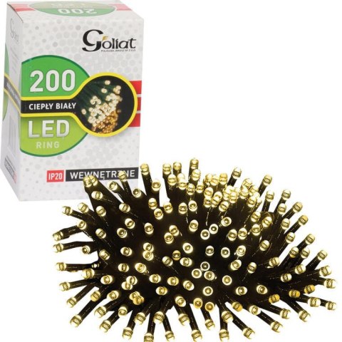 Lampki Choinkowe 200 LED z Energooszczędnymi Diodami, Kolor Ciepły Biały, Wewnętrzne, W Ringu, Zgodne z Normami UE