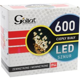 Lampki Choinkowe na Zewnątrz 600 LED, Ciepły Biały, Zasilanie Sieciowe, Długość 33m