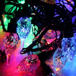 Lampki Choinkowe z Multikolorowymi LED Świeczkami na Zielonym Przewodzie, 40 sztuk, Zasilanie Sieciowe, z 8 Funkcyjnym Programat