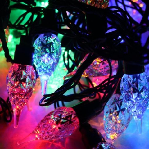 Lampki Choinkowe z Multikolorowymi LED Świeczkami na Zielonym Przewodzie, 40 sztuk, Zasilanie Sieciowe, z 8 Funkcyjnym Programat