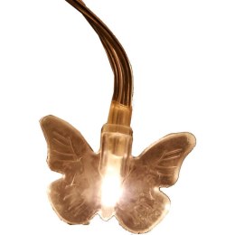 Lampki Dekoracyjne Białe Motylki 20 LED na Przezroczystym Przewodzie