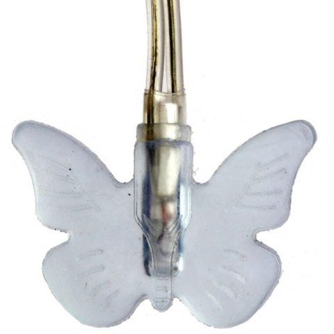 Lampki Dekoracyjne Białe Motylki 20 LED na Przezroczystym Przewodzie