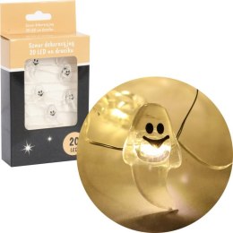Lampki Dekoracyjne LED w Kształcie Duszki na Giętkim Druciku - 20 Sztuk, Zasilane Bateriami