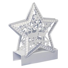 Metalowa Gwiazda Świąteczna LED zmieniająca kolory, biała, 13 cm, na baterie