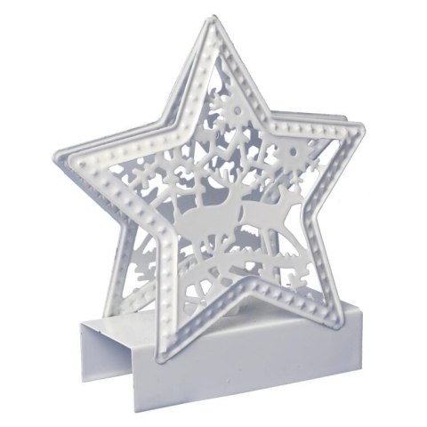 Metalowa Gwiazda Świąteczna LED zmieniająca kolory, biała, 13 cm, na baterie