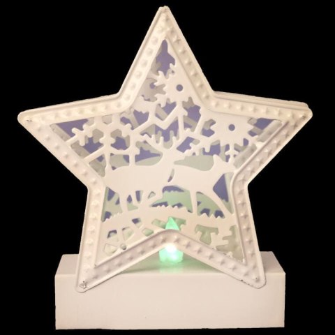 Metalowa Gwiazda Świąteczna LED zmieniająca kolory, biała, 13 cm, na baterie