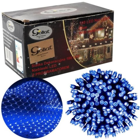 Niebieska Siatka Świetlna LED 180 diod - Dekoracja Choinkowa i Pomieszczeń IP20