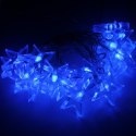 Niebieskie Gwiazdki LED do Choinki - 20 Lampków na Przezroczystym Przewodzie