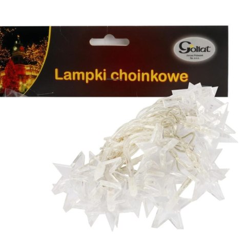Niebieskie Gwiazdki LED do Choinki - 20 Lampków na Przezroczystym Przewodzie