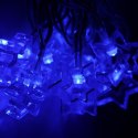 Niebieskie Gwiazdki LED na Przezroczystym Przewodzie do Dekoracji Świątecznych