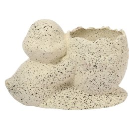 Osłonka doniczka jajko z kaczuszką Wielkanoc białe nakrapiane