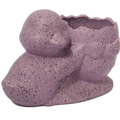 Osłonka doniczka jajko z kaczuszką Wielkanoc fioletowa nakrapiana