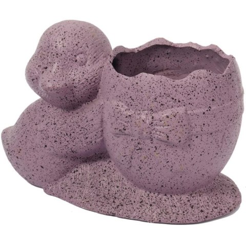 Osłonka doniczka jajko z kaczuszką Wielkanoc fioletowa nakrapiana