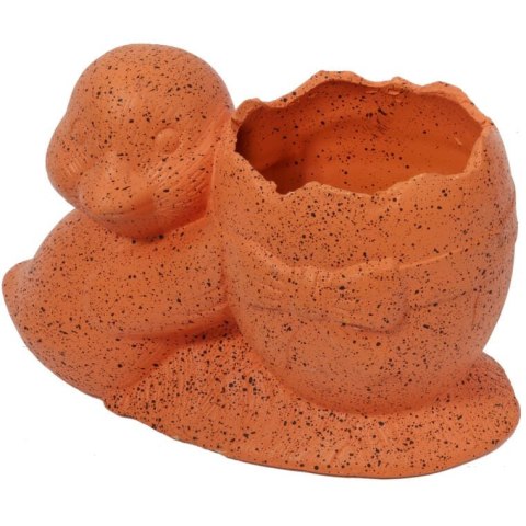 Osłonka doniczka jajko z kaczuszką Wielkanoc pomarańczowa nakrapiana