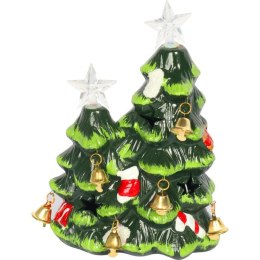 Ozdoba świąteczna ceramiczne choinki z LED 19 cm