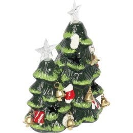 Ozdoba świąteczna ceramiczne choinki z LED 19 cm