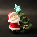 Ozdoba świąteczna ceramiczny MIKOŁAJ z choinką LED 12.5 cm
