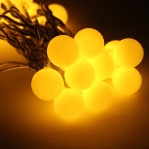 Perłowe Kulki Lampki Choinkowe 20 LED - Ciepły Biały Kolor - Wysokiej Jakości Zasilanie Sieciowe - GOLIAT
