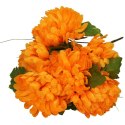 Pomarańczowy Bukiet Sztucznych Chryzantem z Dodatkiem Trawy - Dekoracyjne Kwiaty 40 cm