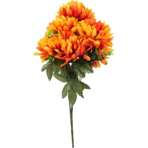 Pomarańczowy Bukiet Sztucznych Chryzantem z Gipsówką - Dekoracja na Wszystkich Świętych, Wysokość 58 cm