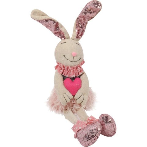 Różowy Zając Wielkanocny z Serduszkiem - Dekoracja Świąteczna 40cm
