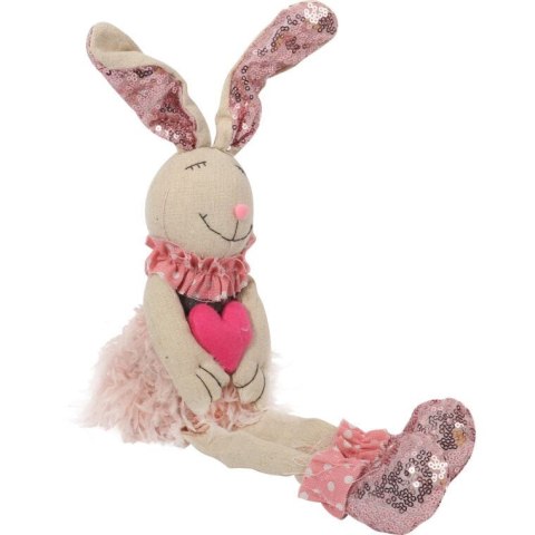 Różowy Zając Wielkanocny z Serduszkiem - Dekoracja Świąteczna 40cm