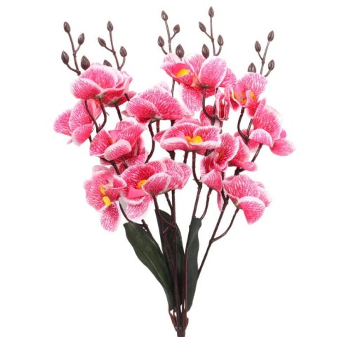 Storczyki Różowe Sztuczne w Bukiecie - 5 Sztuk, 38 cm Wysokości